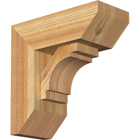 Ekena Millwork Merced Slat Rough Sawn Bracket w/ Offset Brace, Western Red Cedar, 6"W x 14"D x 14"H BKT0604X14X14MRC06RWR